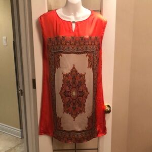 Red/Orange Printed Scarf Dress